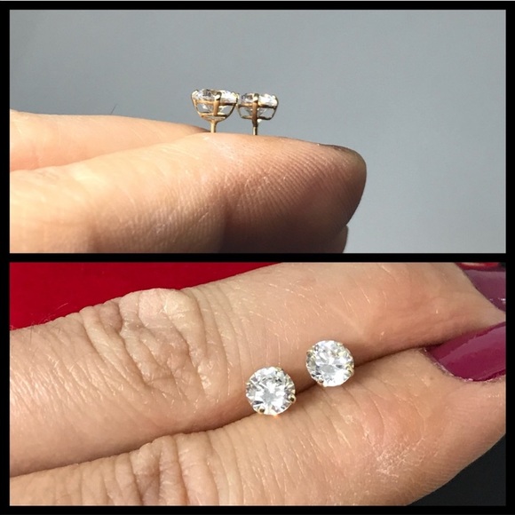 14k solid gold lab created 1ct diamond earrings - Picture 7 of 8